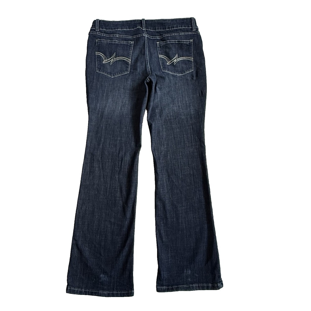 Wrangler Boot Cut Leg Mid Rise Jean Women L 13 Dark Denim Embroidered 32" Inseam
